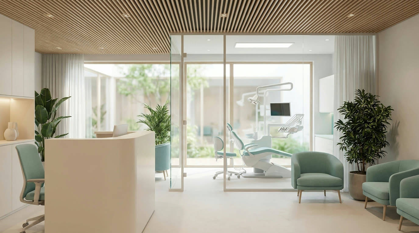 Salle d'attente et espace d'accueil du cabinet Orazzi et Dauby a Ajaccio